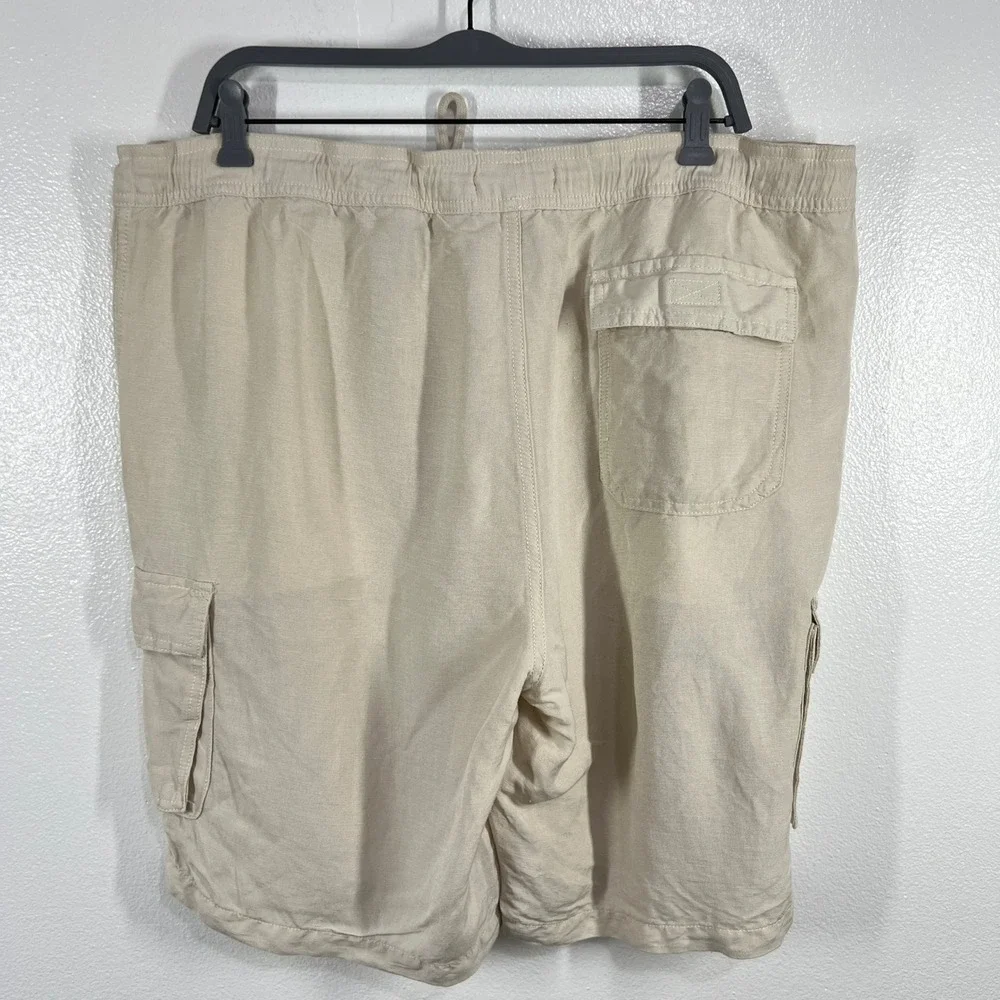 Cubavera Linen Blend‎ Cargo Shorts Relaxed Fit Drawstring Waist XL Outdoors